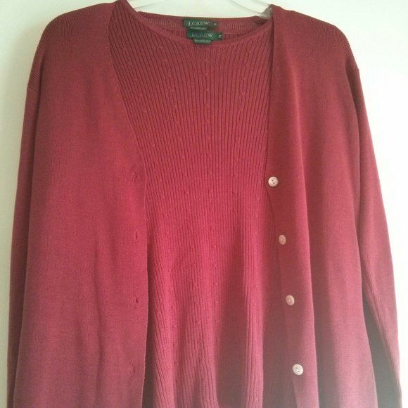 Red J Crew 100% Silk Twinset Size M Old Money Classic Preppy Academia Librarian - Picture 16 of 16